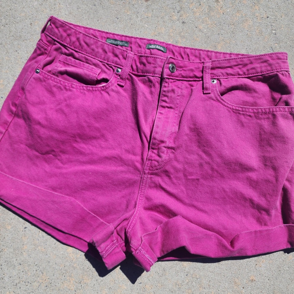 Wild Fable Shorts Womens 18 Magenta Pink Highest Rise Mom Denim Cuffed Cotton